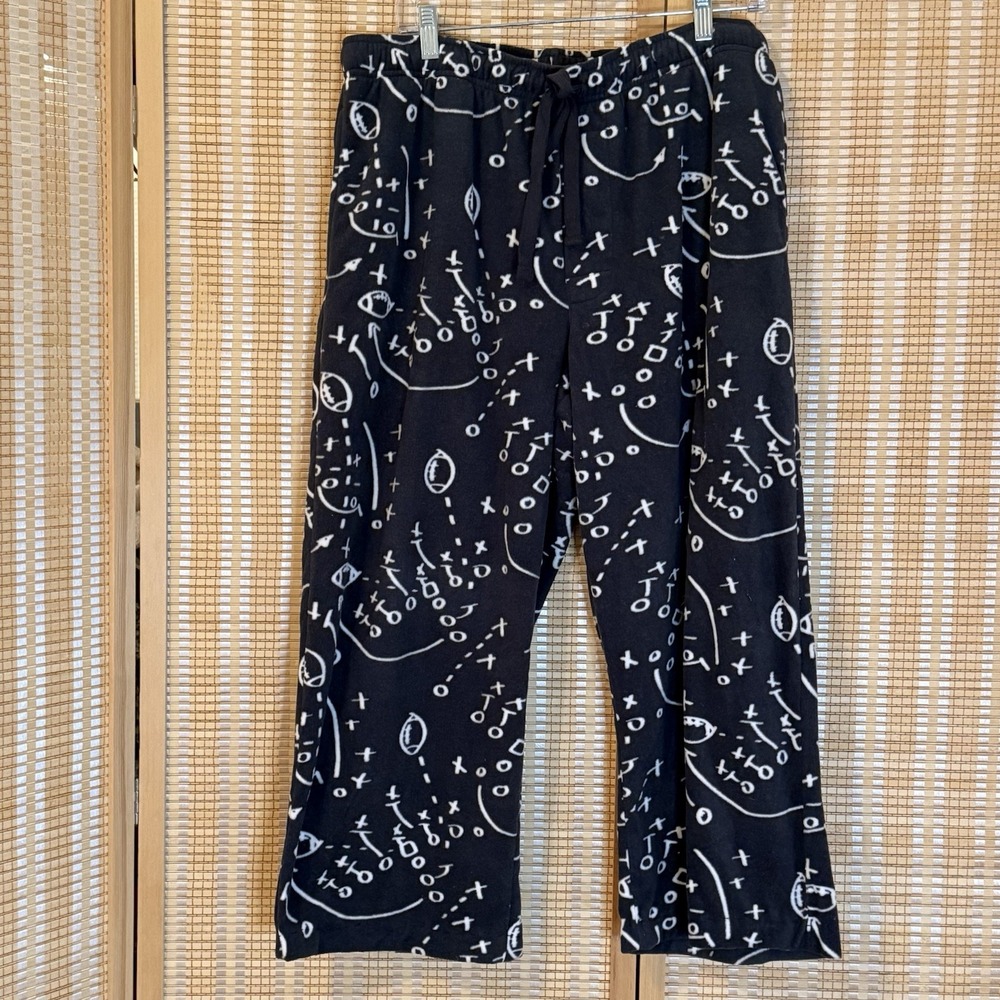 Croft & Barrow Men's L Sleep Pants Gray Football‎ Print Tie Waist Leisurewear